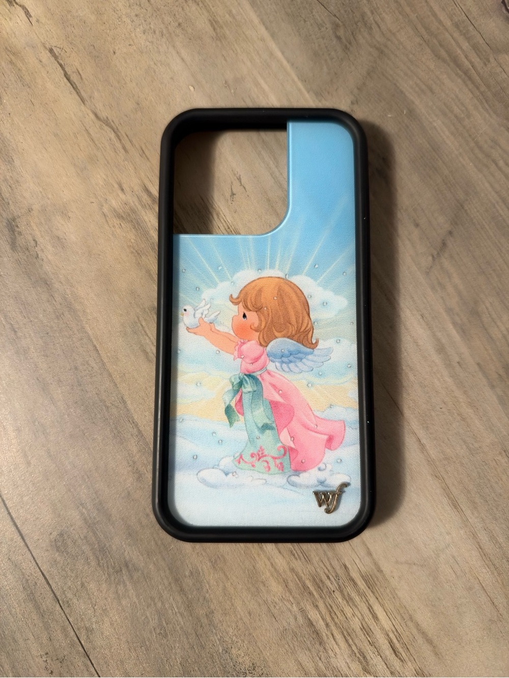 Wildflowers Pastel Angel Illustration Phone Case in Blue and Pink IPhone 16 Pro